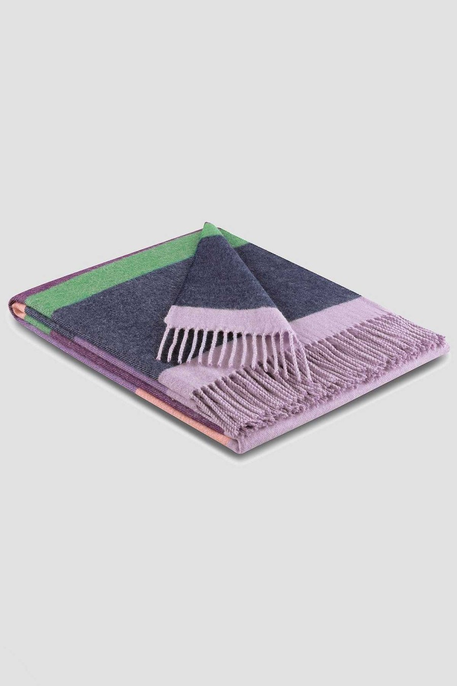 Homeware | Biederlack Purple Striped & Fringed Throw