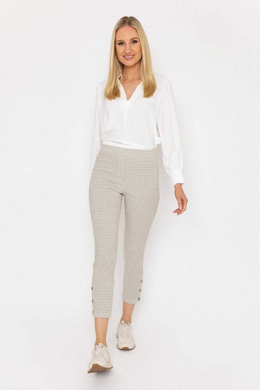 Jeans & Trousers | Peruzzi Print Button Trousers In Sand