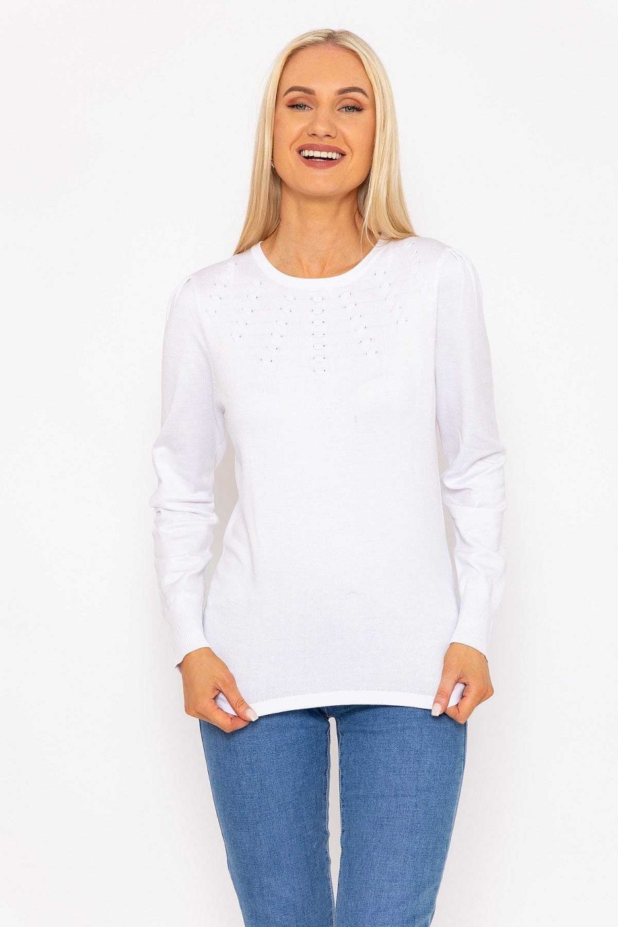 Jumpers & Cardigans | Voulez Vous Spot Detail Knit In White