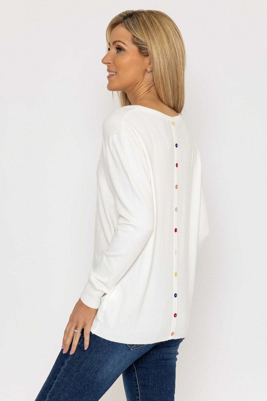 Jumpers & Cardigans | J'aime la Vie Button Detail Knit In White