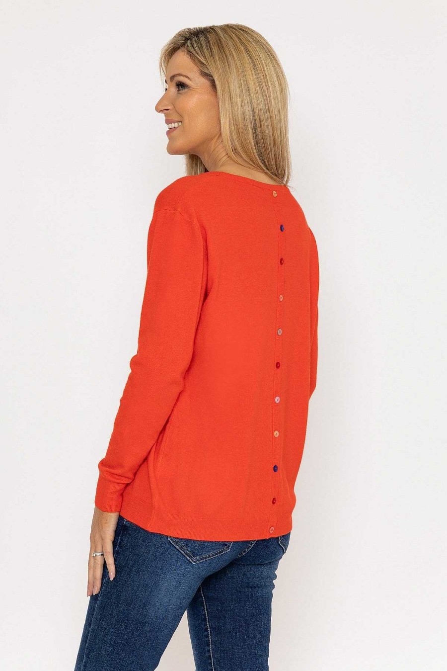 Jumpers & Cardigans | J'aime la Vie Button Detail Knit In Orange