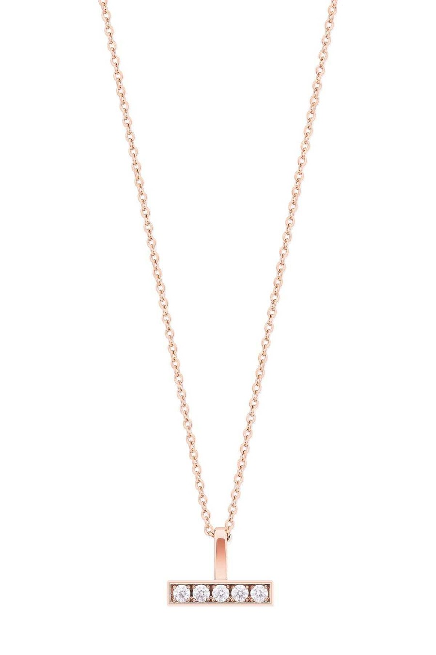 Boxed Gifts | Tipperary Crystal Jewellery T-Bar Cz Set Bar Pendant In Rose Gold