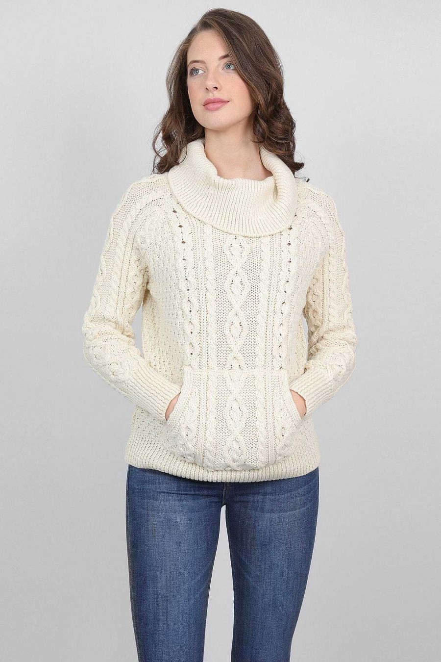 Jumpers & Cardigans | Aran Woollen Mills Turtle Neck Sweater In Cream