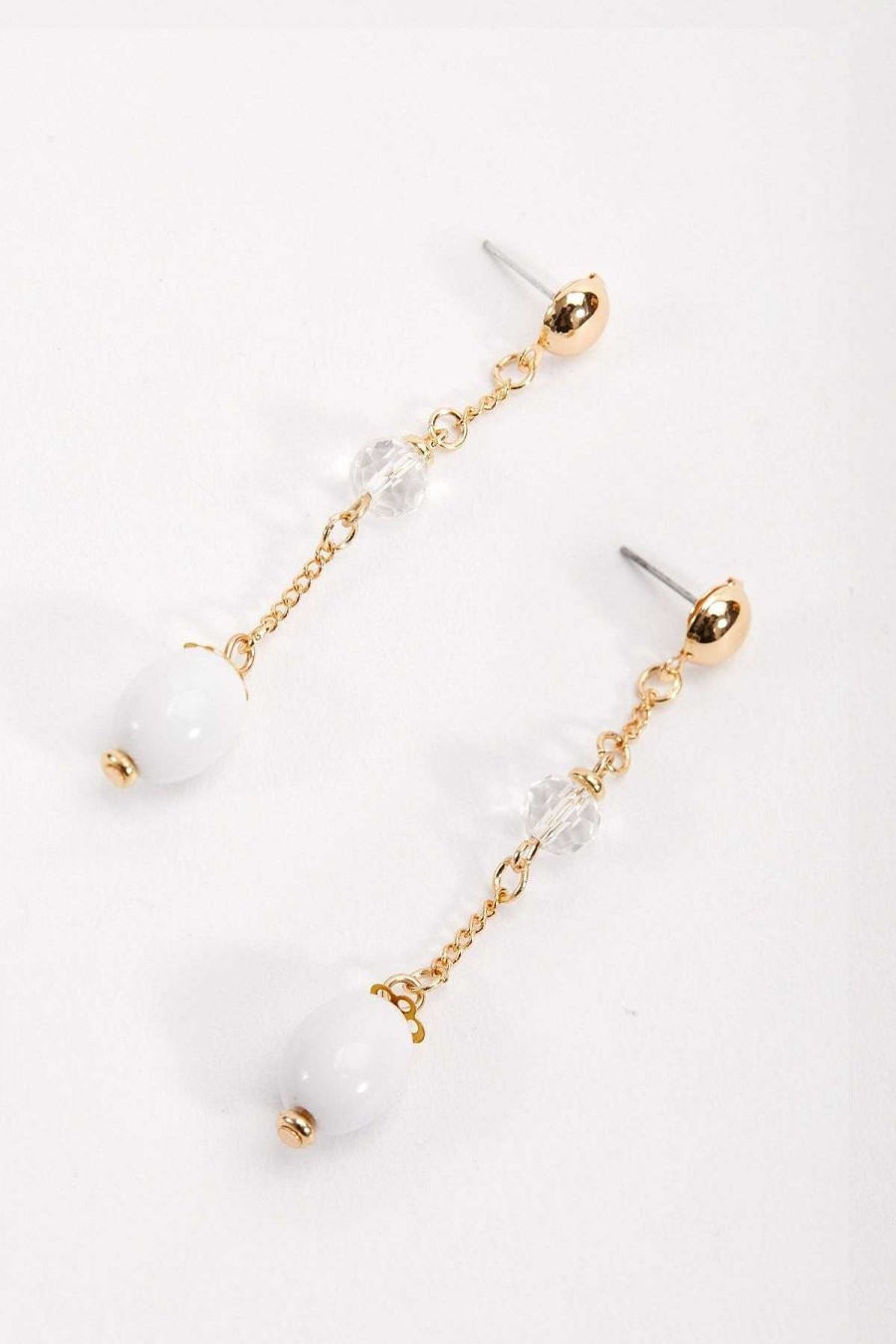 Earrings | Soul Jewellery White Beaded Drop Earrings