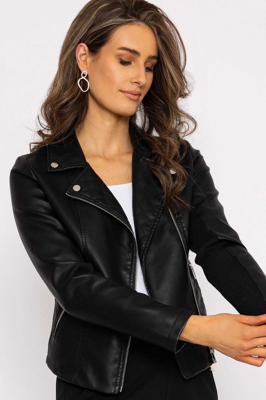 Coats & Jackets | J'aime la Vie Quilted Side Zip Jacket In Black