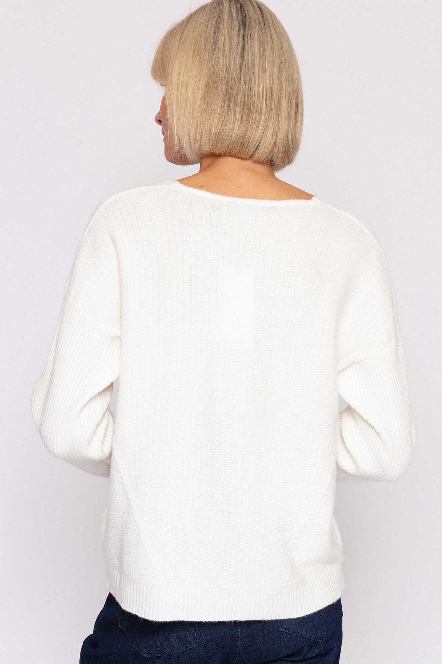 Jumpers & Cardigans | J'aime la Vie V-Neck Knit In Ecru