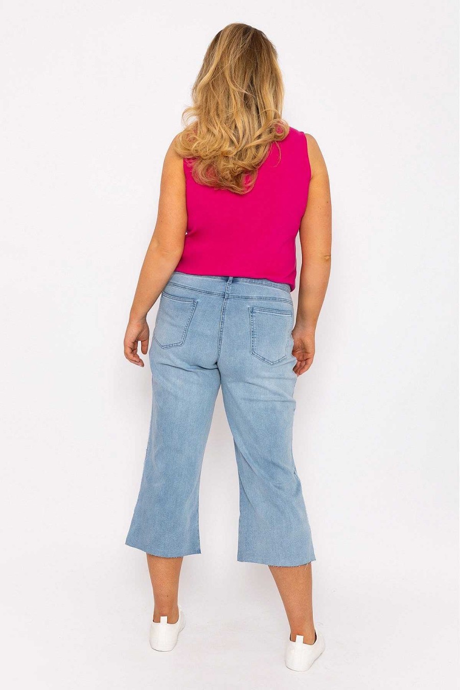 Jeans & Trousers | Ulla Popken Wide Leg Culotte Jeans In Denim