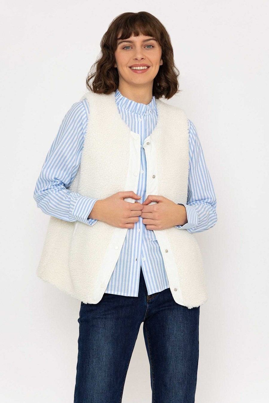 Coats & Jackets | Kelly & Grace Weekend Teddy Gilet In Ecru