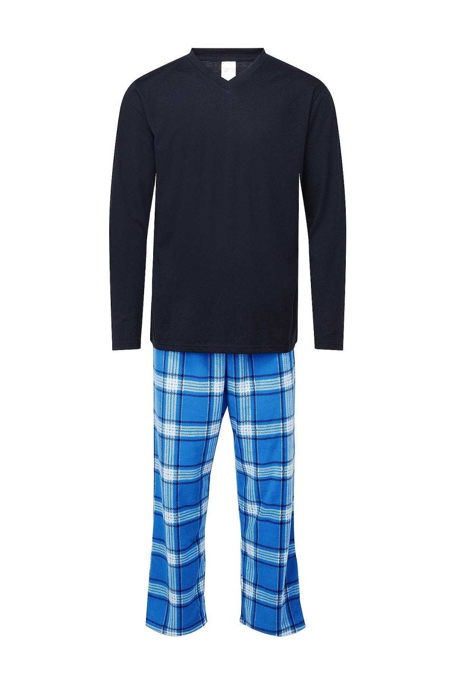 Nightwear | Marlon Sleepwear Mens Check Pyjamas In Blue