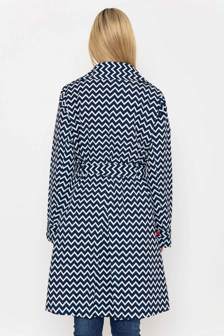 Coats & Jackets | West Quay Chevron Print Mac In Navy