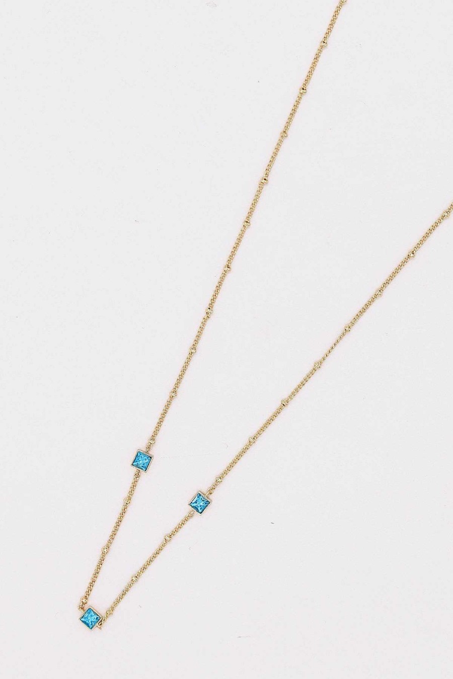 Necklaces | Joularie Chain With Aqua Square Detailing