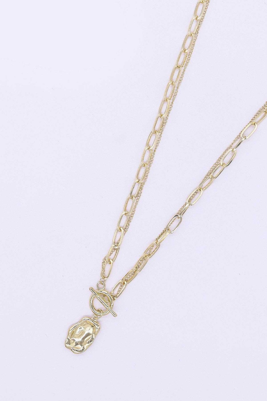 Necklaces | Joularie Hammered Pendant In Gold