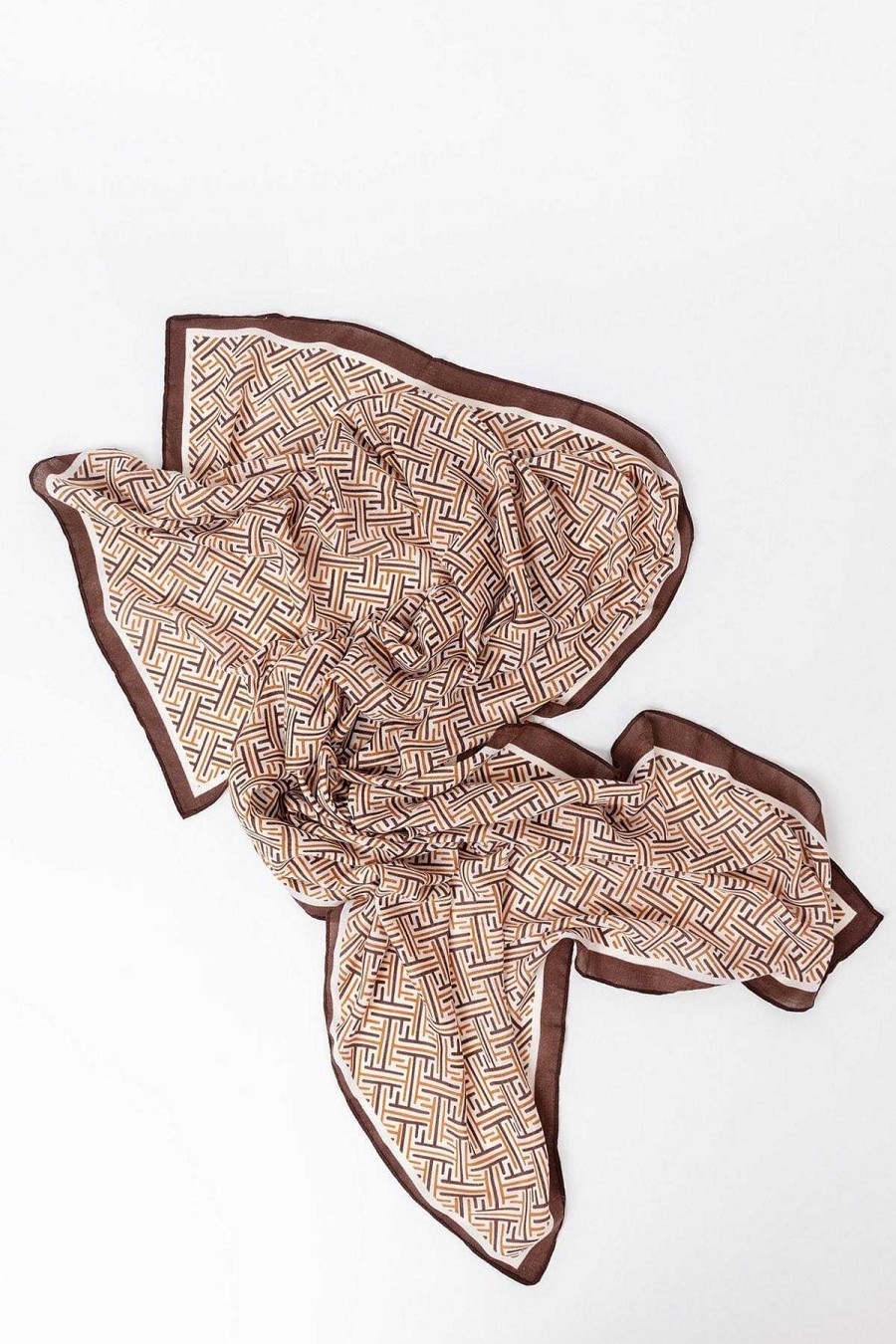 Accessories | Pala D'oro Accessories Geo Print Scarf In Coffee