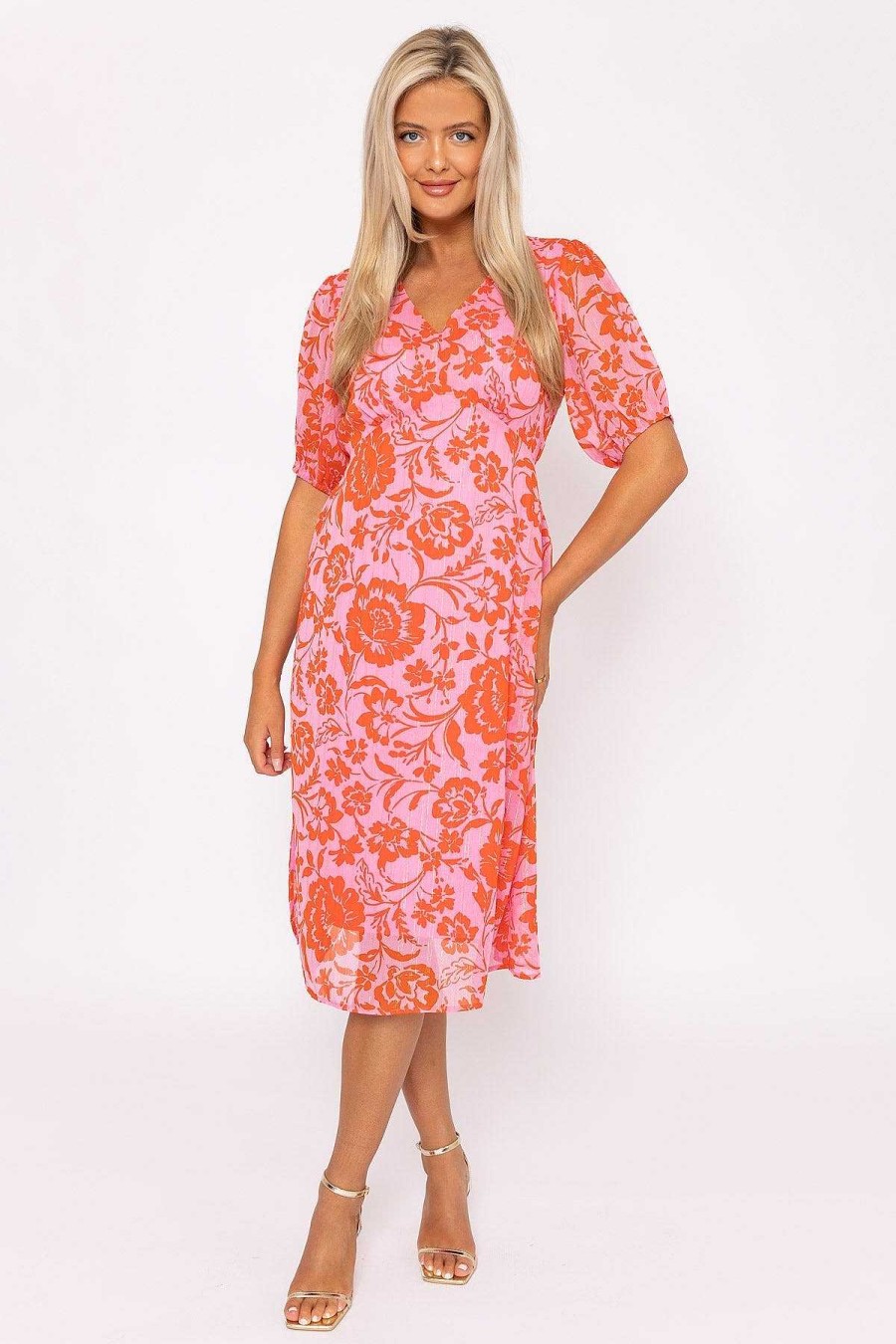 Sale Dresses | Rowen Avenue Luna Pink Print Midi Dress