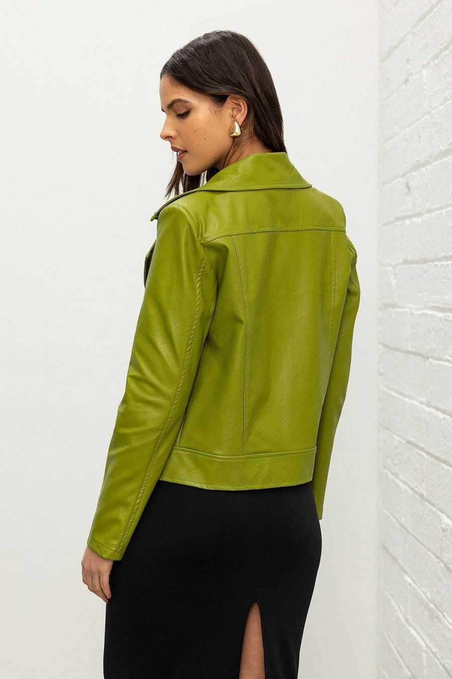 Coats & Jackets | Pala D'oro Sport Lime Green Leather Jacket