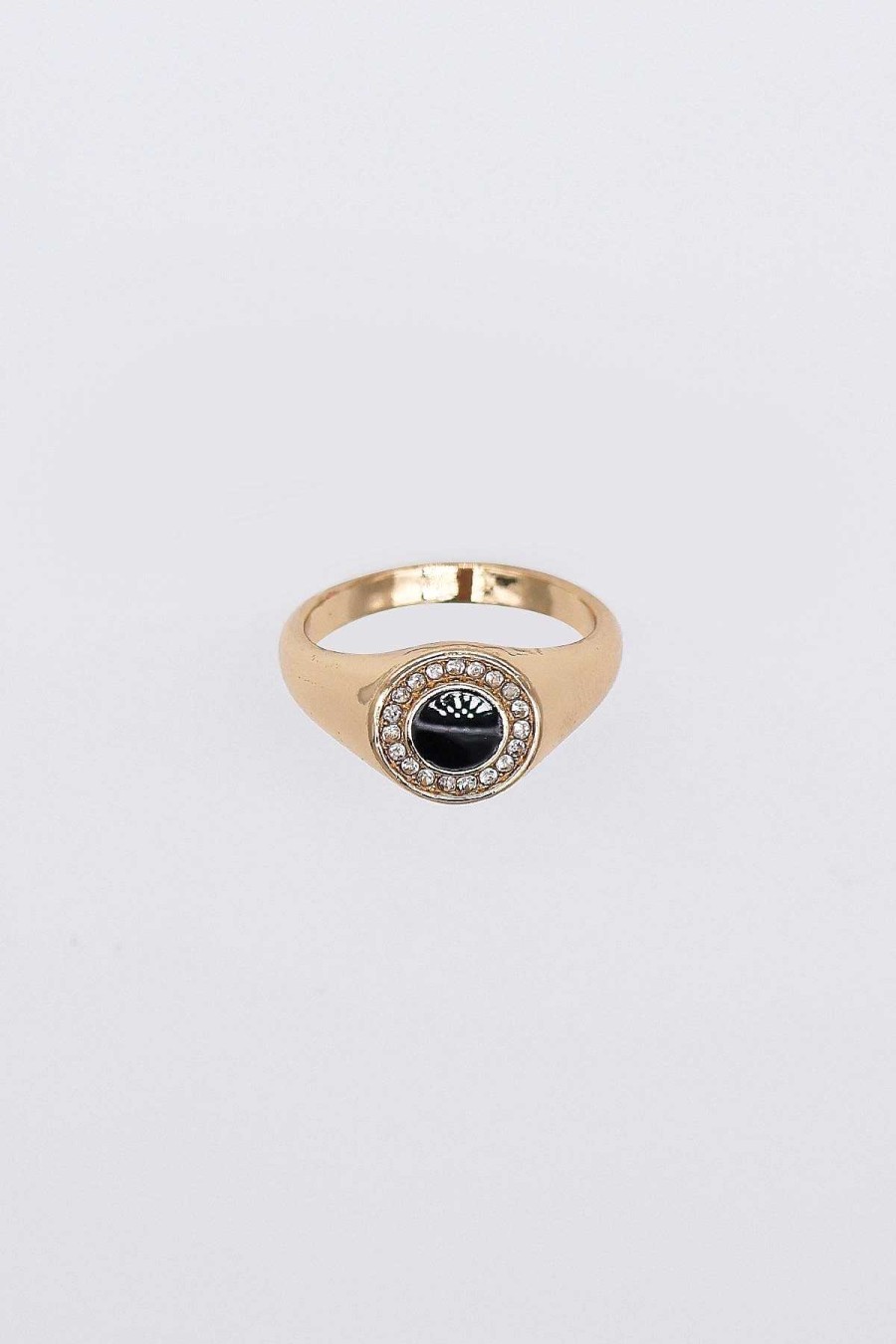 Rings | Soul Jewellery Gold Ring With Black Detail Size 8