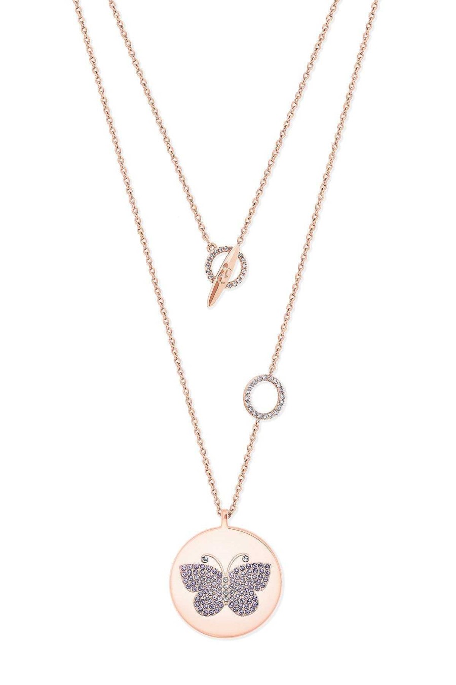 Boxed Gifts | Tipperary Crystal Jewellery Butterfly Disc Pendant In Rose Gold