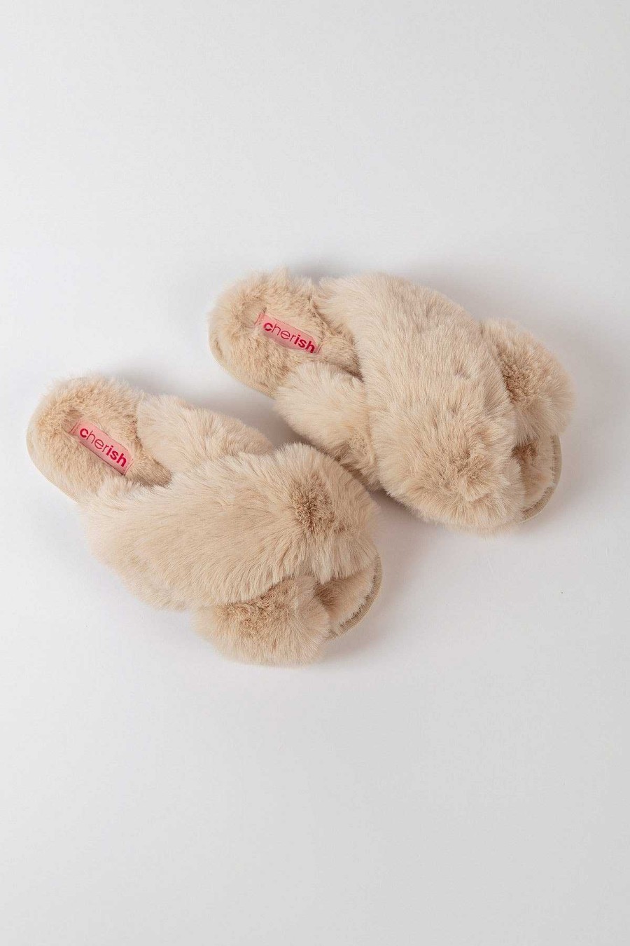 Nightwear | Cherish Accessories Boxed Cream Faux Fur Quilted Slipper