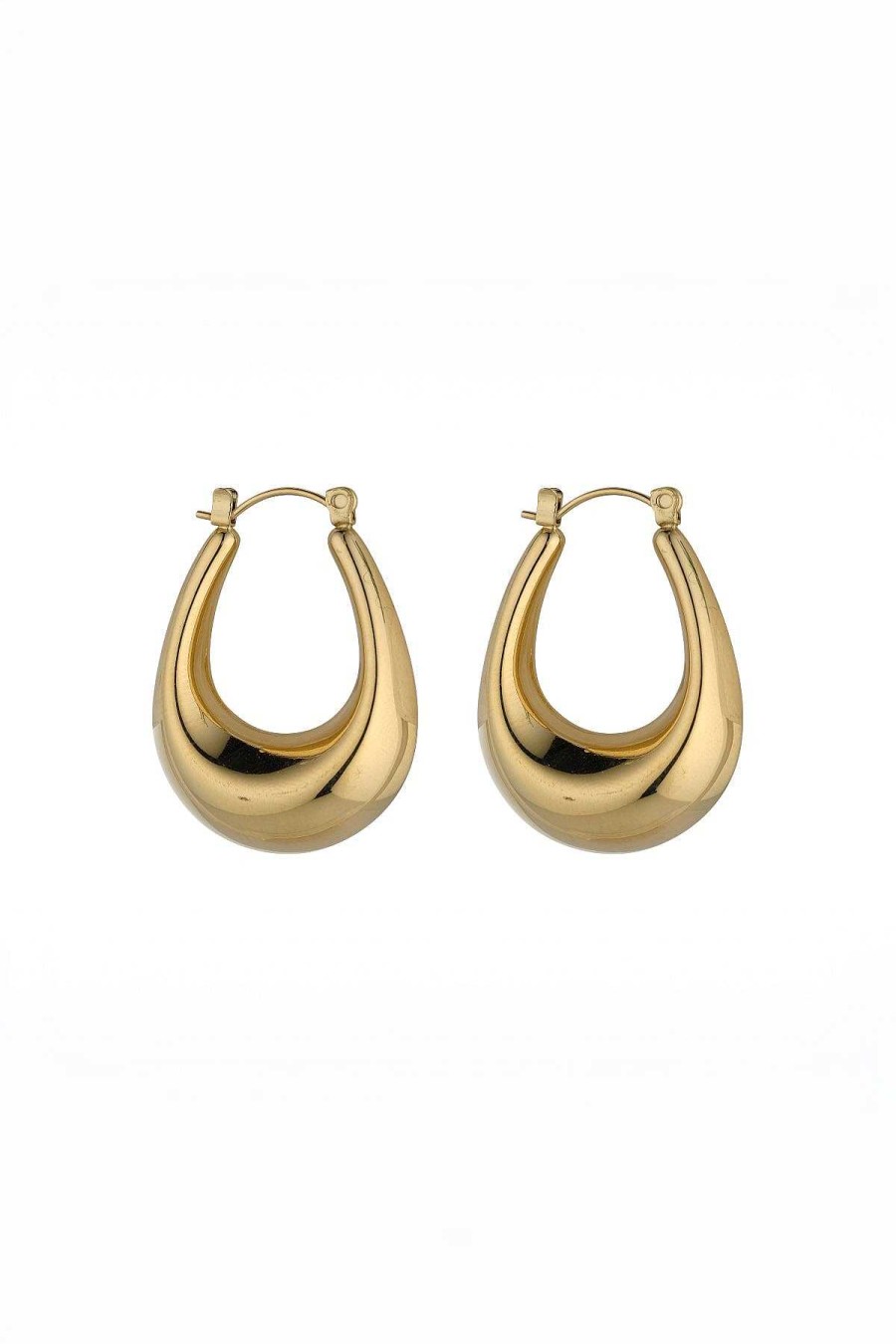 Earrings | Knight & Day Chunky Gold Oval Hoop Earrings