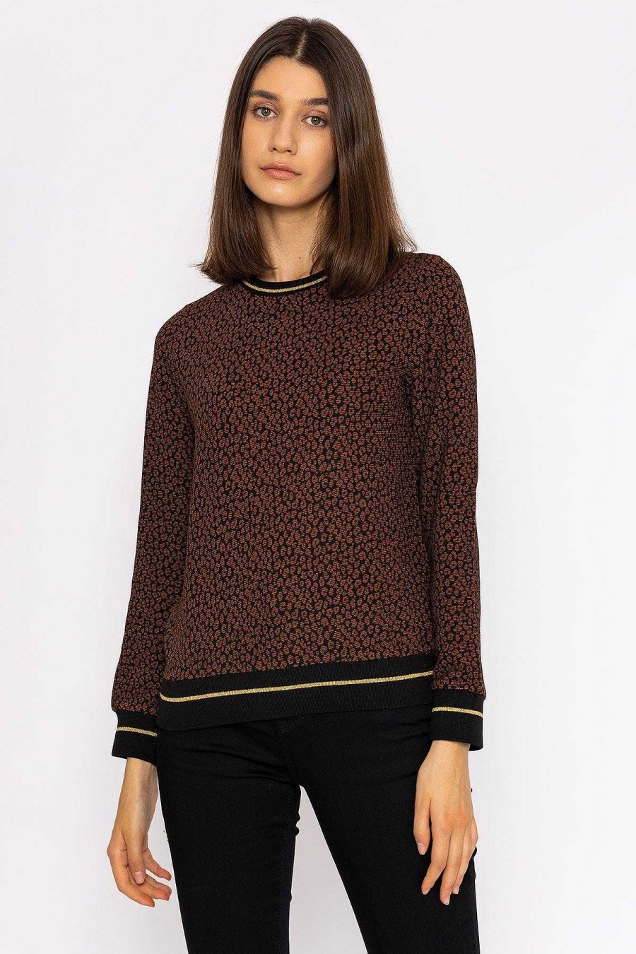 Hoodies & Sweatshirts | Rowen Avenue Jacquard Crew Neck In Leopard Print