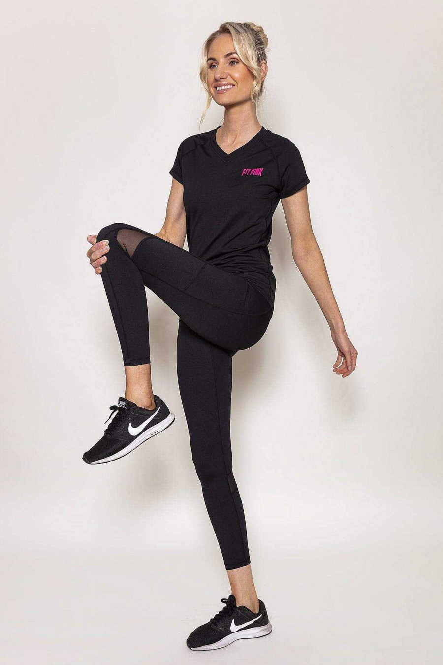 Jeans & Trousers | Fit Pink Sports Leggings With Deep Side Pockets In Black