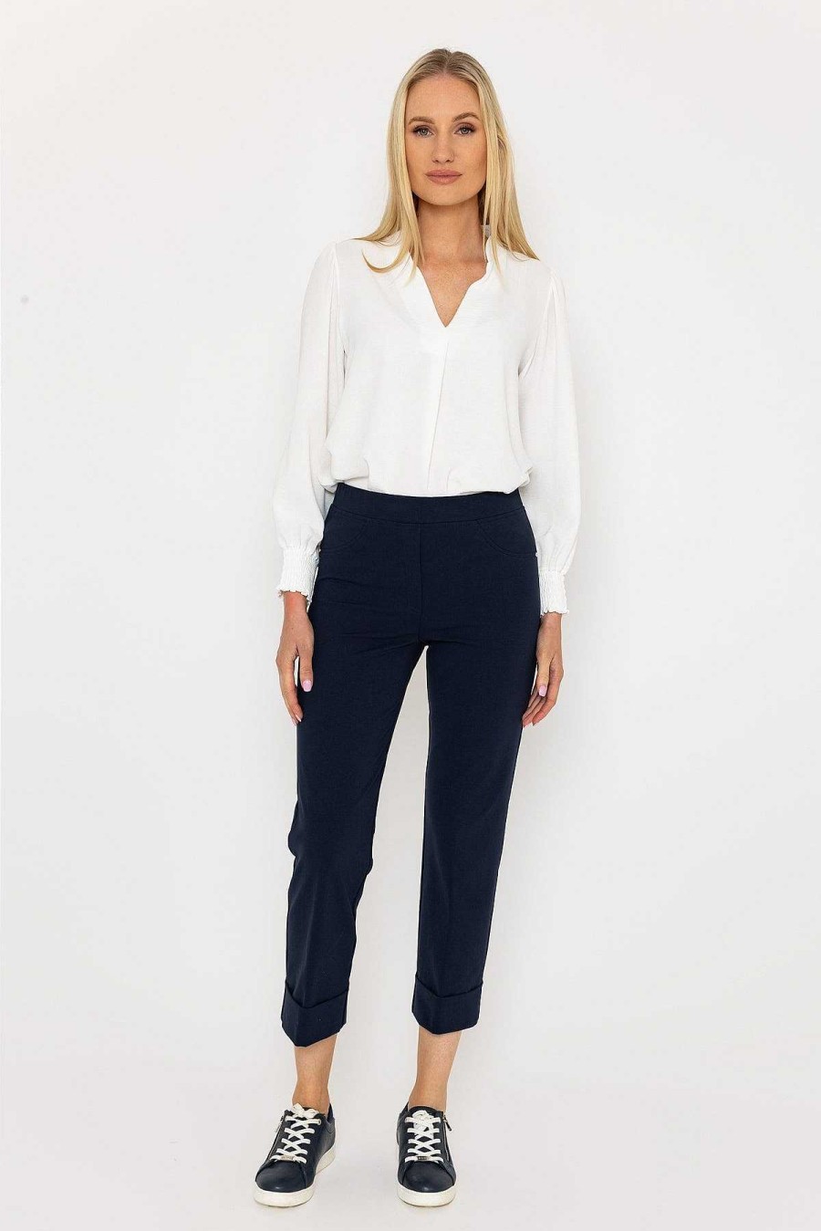 Jeans & Trousers | Peruzzi Cotton Turn Up Trousers In Navy