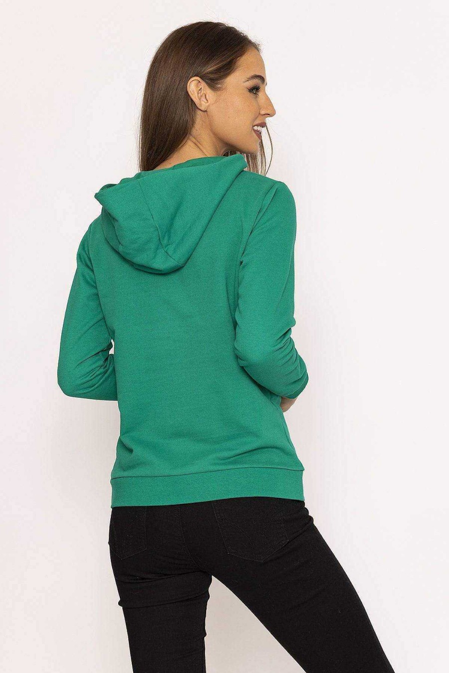 Hoodies & Sweatshirts | Kelly & Grace Weekend Brooch Detail Hoody In Green