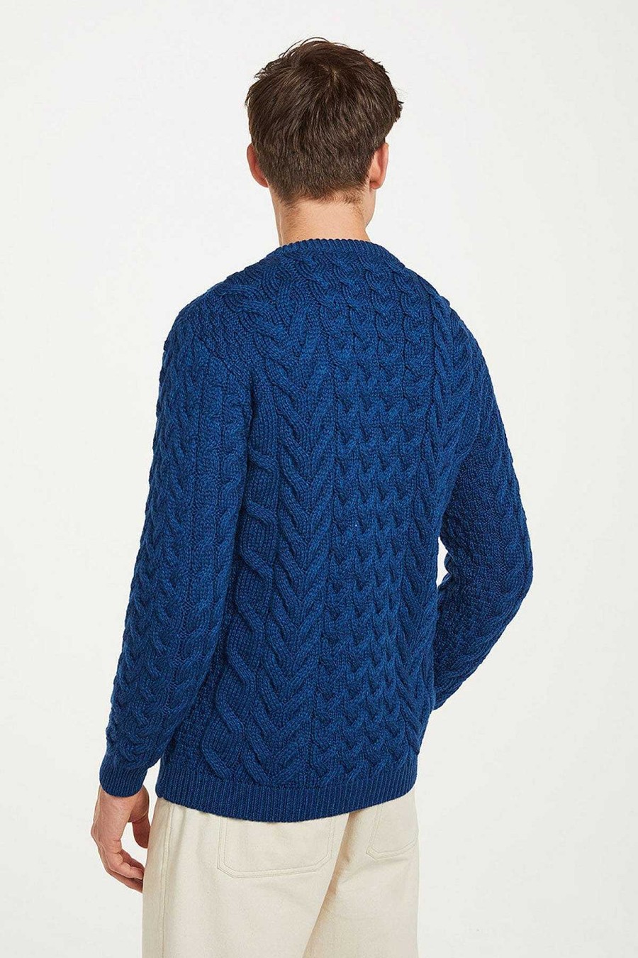 Him | Aran Woollen Mills Men'S Crew Neck Sweater In Blue