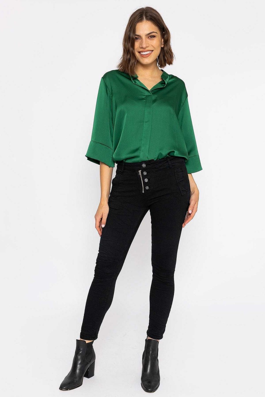 Jeans & Trousers | J'aime la Vie Button Front Jeans In Black