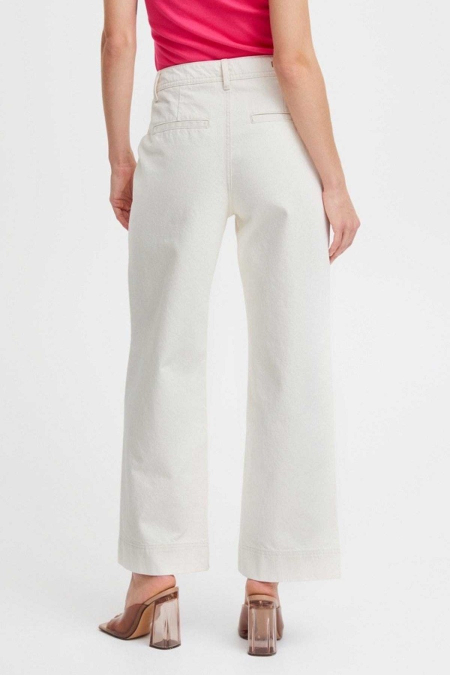 Jeans & Trousers | B.Young Cream Wide Leg Jeans