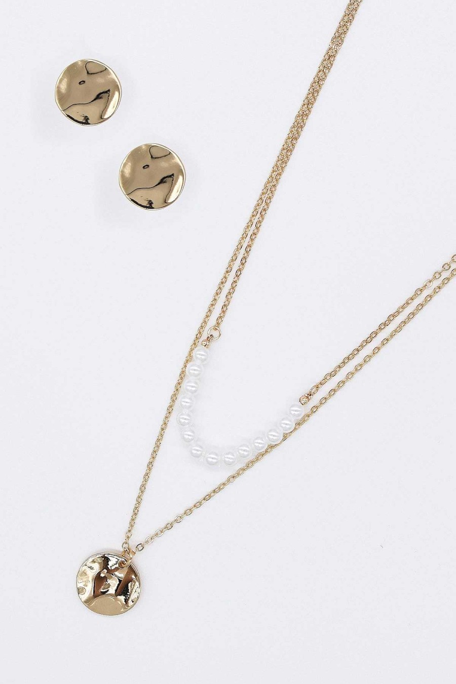 Necklaces | Joularie Double Strand Coin Pendant Necklace In Gold