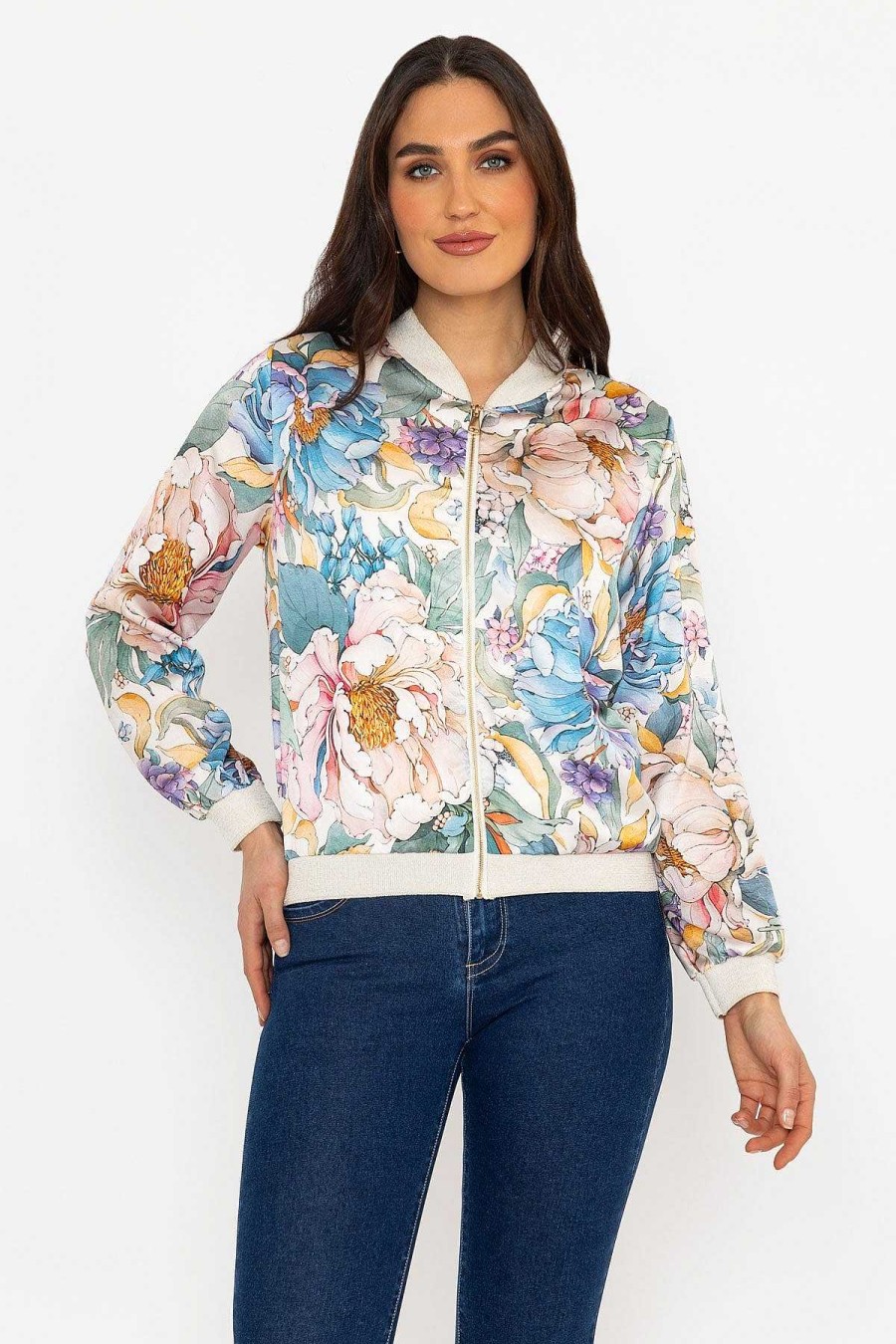 Coats & Jackets | Pala D'oro Sage Printed Bomber Jacket