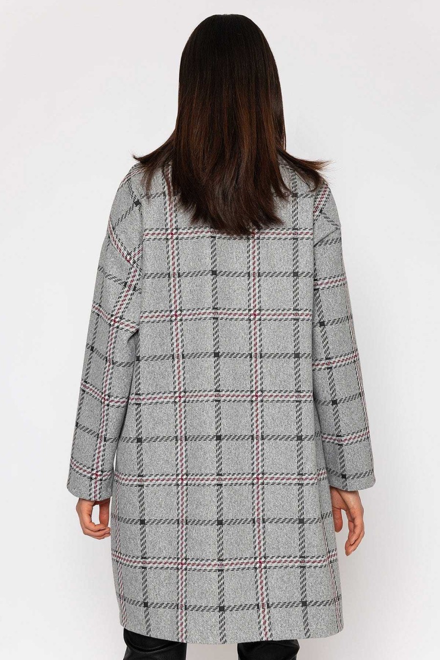 Coats & Jackets | Pala D'oro Check Coat In Grey