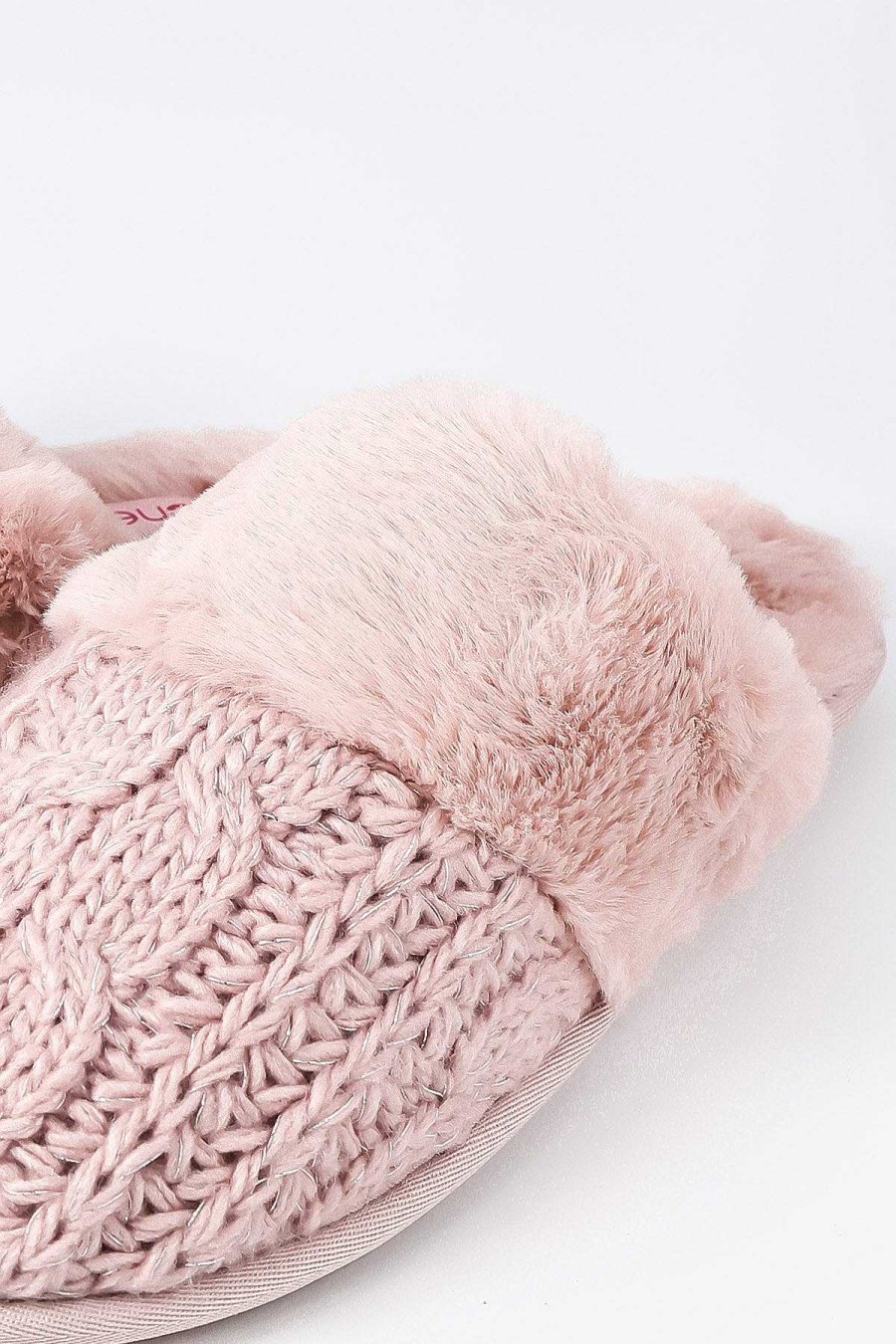 Nightwear | Cherish Accessories Cable Knit Slippers In Pink