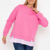 Hoodies & Sweatshirts | Pala D'oro Pink Sweatshirt With Stripe Shirt Insert