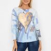 Jumpers & Cardigans | Pala D'oro Printed V-Neck Jumper In Blue