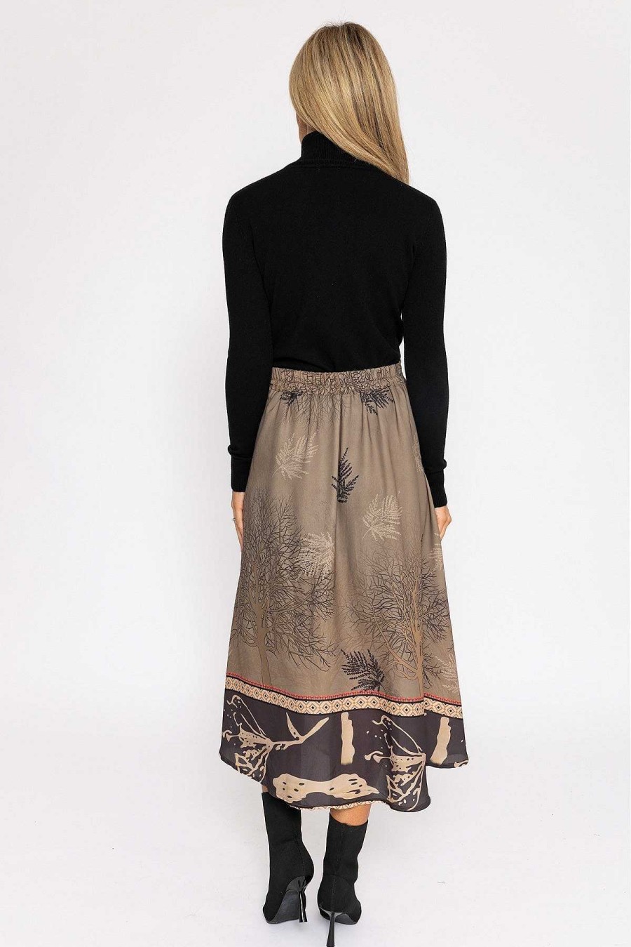 Skirts & Shorts | Pala D'oro Printed Midi Skirt In Khaki