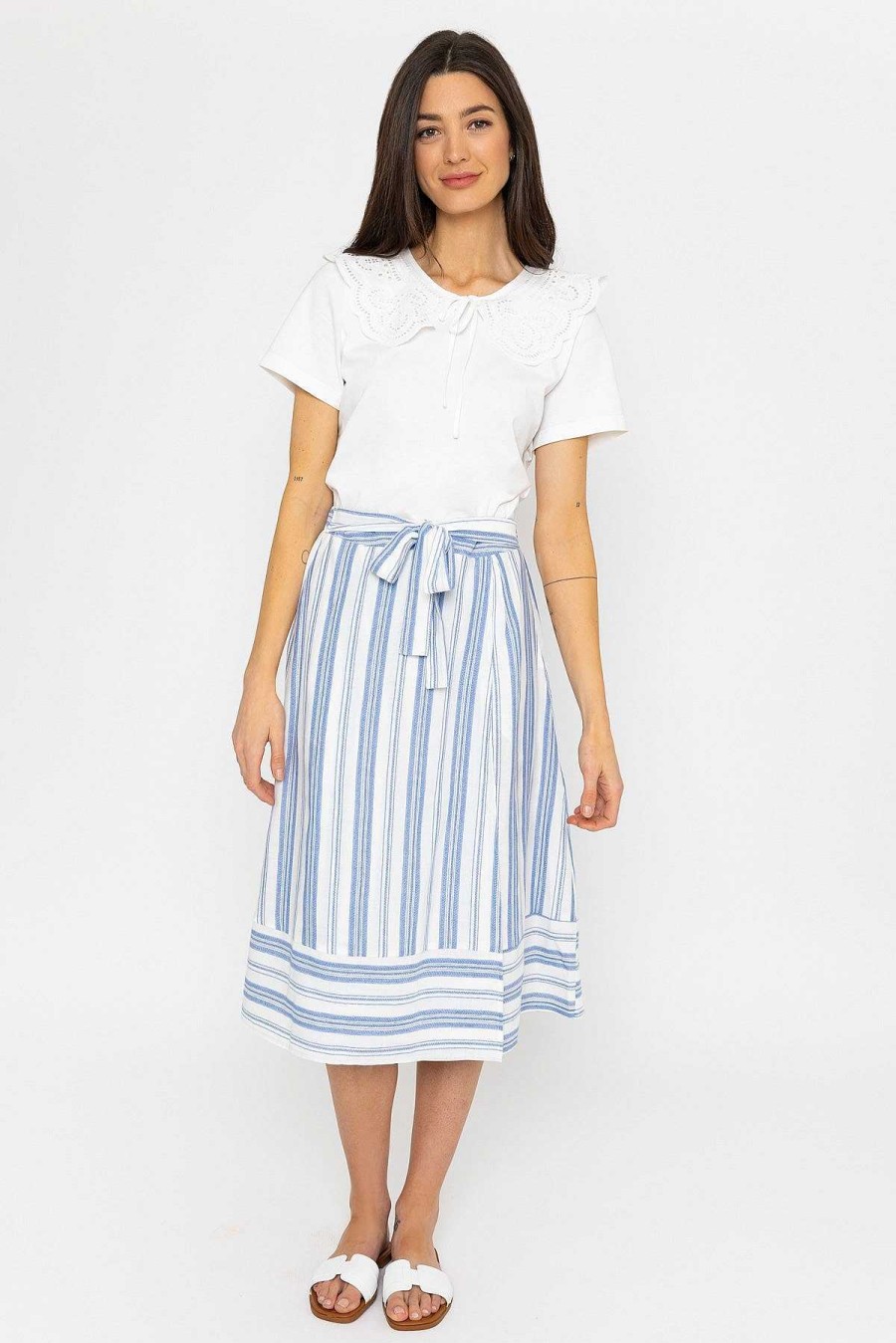 Skirts & Shorts | Rowen Avenue Blue Stripe Midi Skirt With Tie