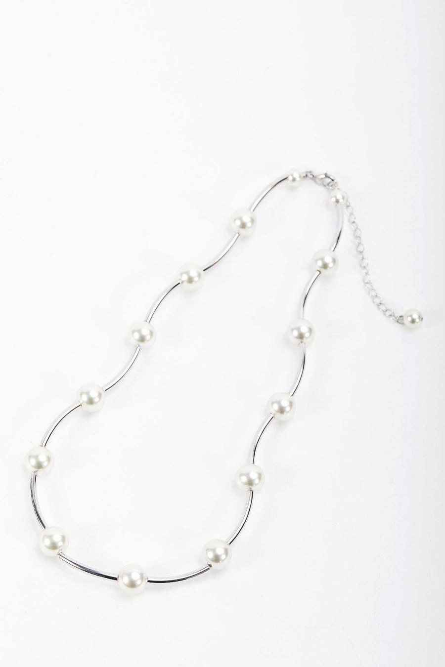 Necklaces | Soul Jewellery Silver Tone Curved Pearl Necklace