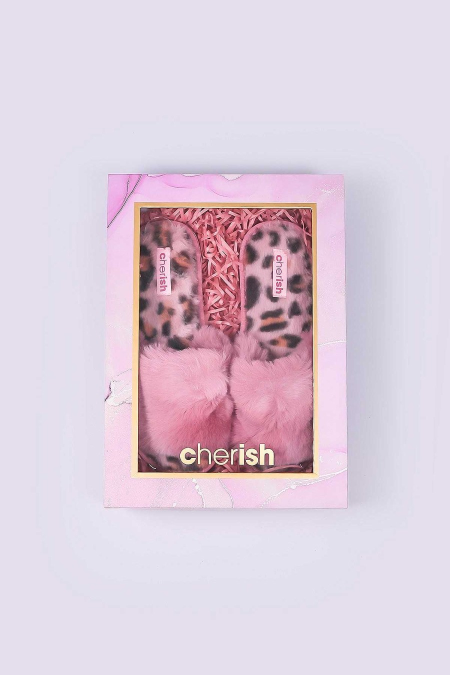 Nightwear | Cherish Accessories Boxed Pink Animal Faux Fur Slipper