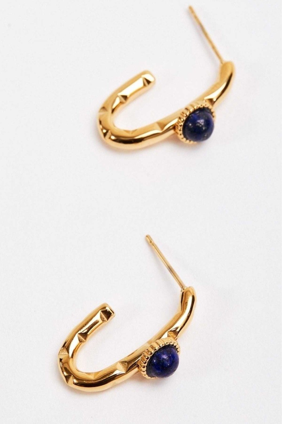 Boxed Gifts | Joularie Blue Stone Open Hoop Earrings