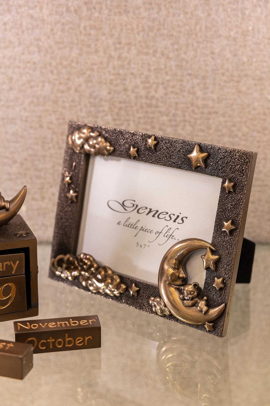 Homeware | Genesis Bronze Moon And Teddy Photo Frame