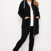 Hoodies & Sweatshirts | Ulla Popken Longline Zip Jacquard Jacket In Black