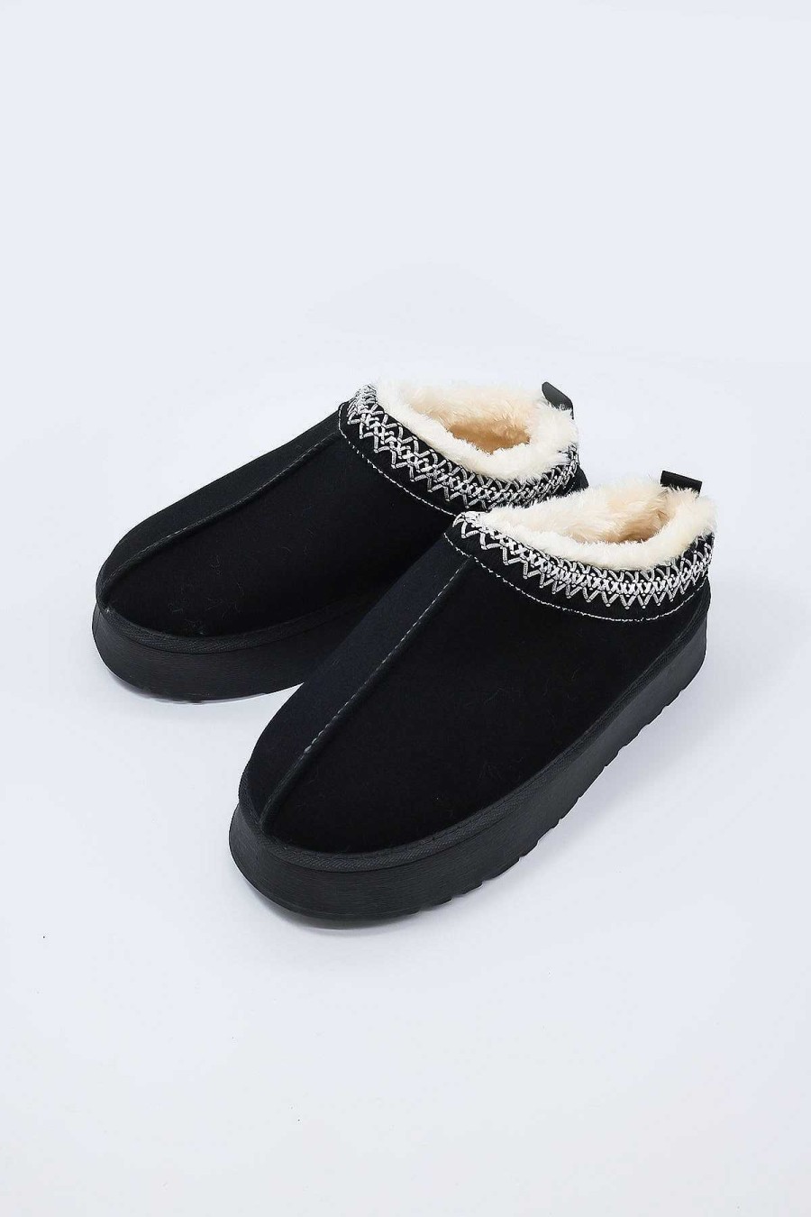 Nightwear | Cherish Accessories Faux Fur Cosy Slippers In Black