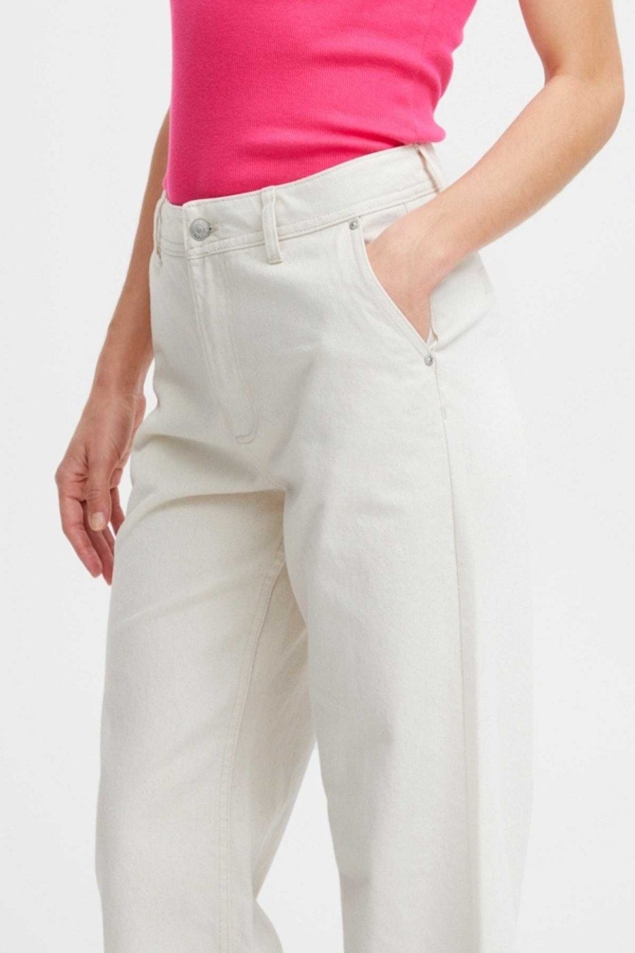 Jeans & Trousers | B.Young Cream Wide Leg Jeans