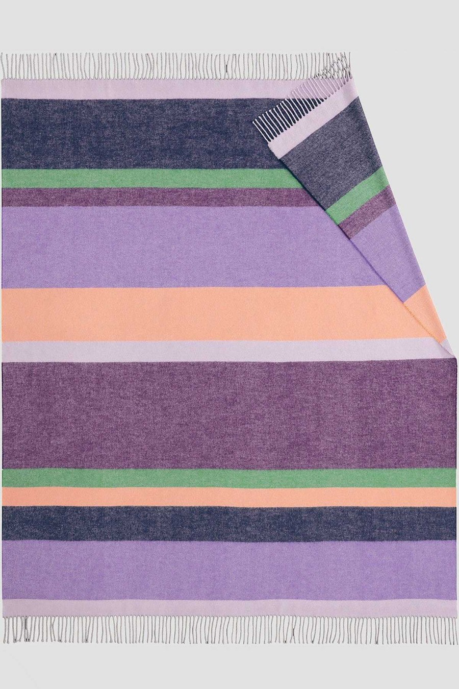 Homeware | Biederlack Purple Striped & Fringed Throw