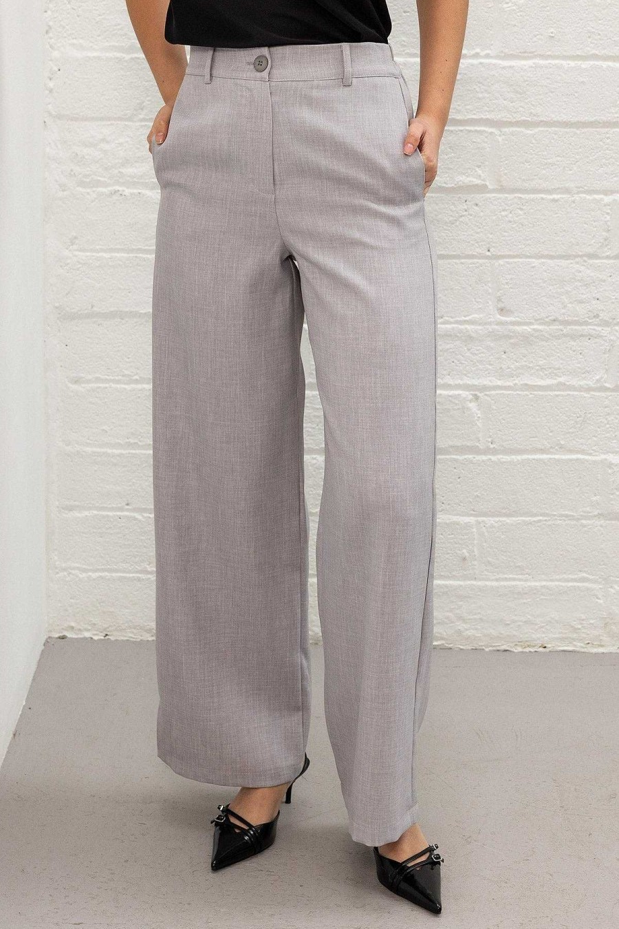 Jeans & Trousers | Pala D'oro Sport Grey Tailored Wide Leg Trousers