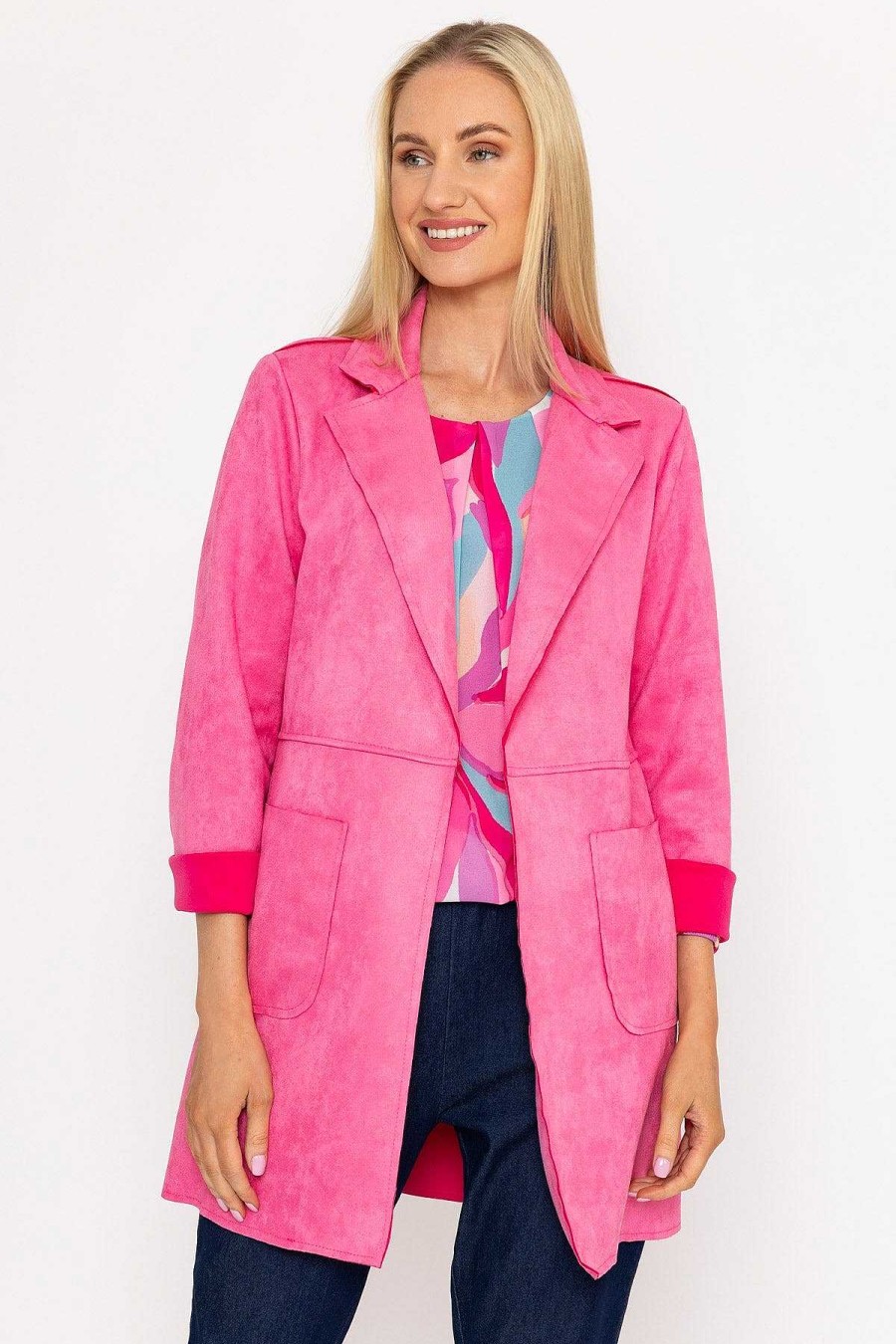 Coats & Jackets | Pala D'oro 3/4 Suede Jacket In Pink