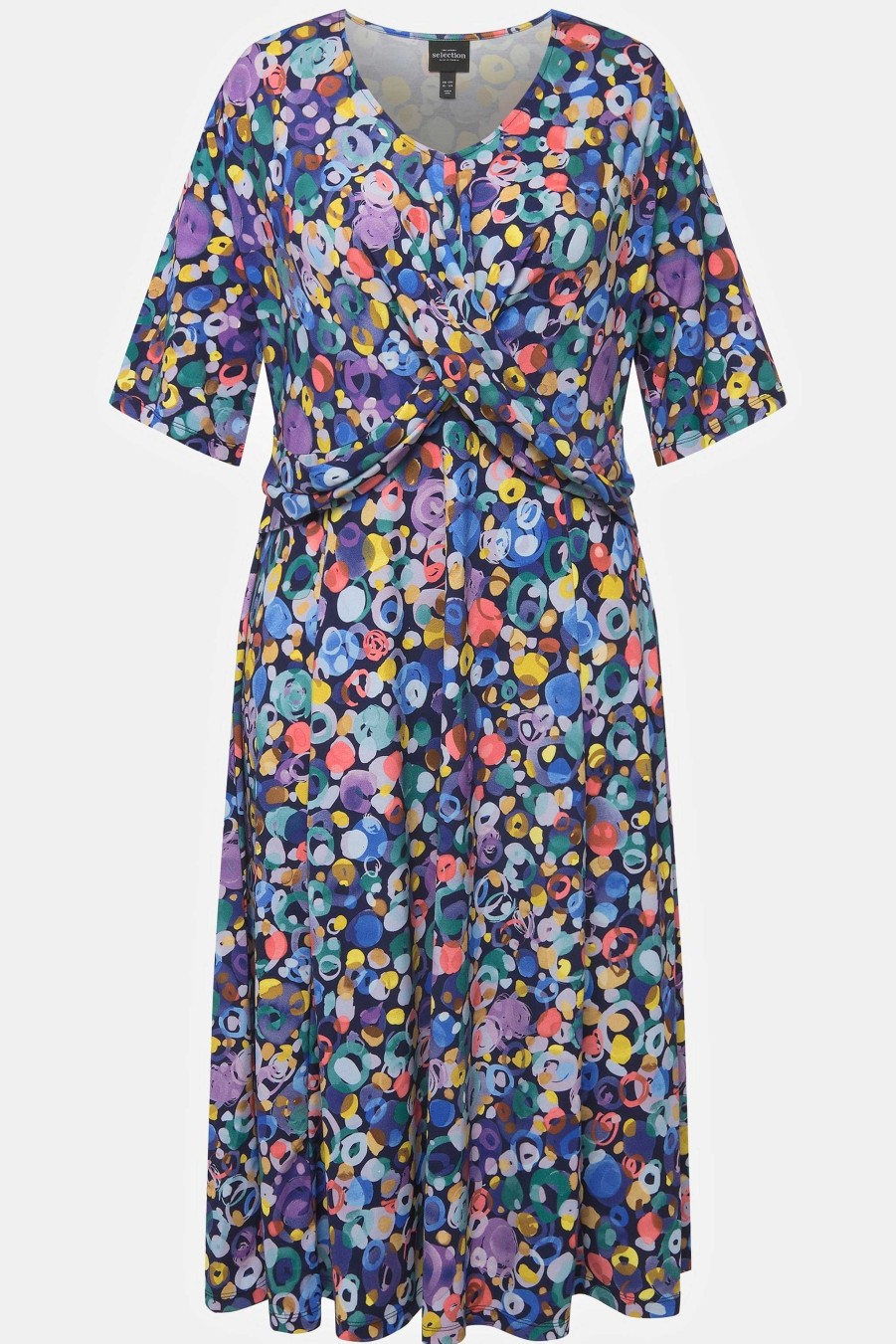 Dresses | Ulla Popken Colorful Dot Print Short Sleeve Midi Dress