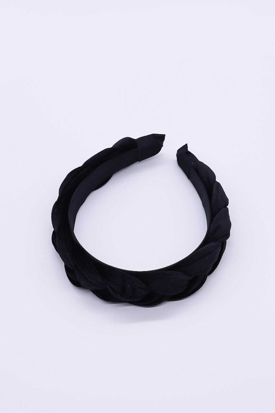 Hair Bands | SOUL Accessories Black Velvet Plaited Hairband